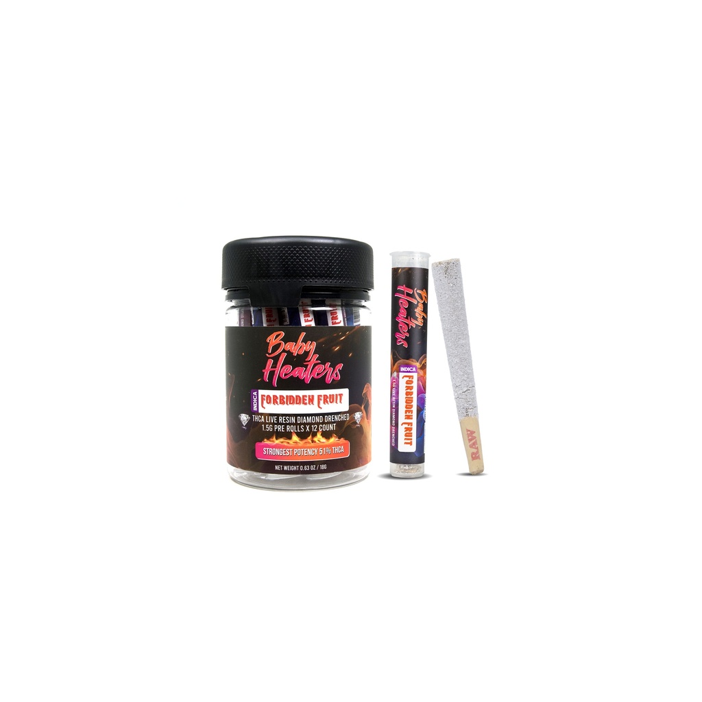 12ct POS Baby Heaters Pre-Roll 1.5g/1Ct Forbidden Fruit